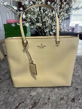 kate spade Light Yellow Leather Structured Tote